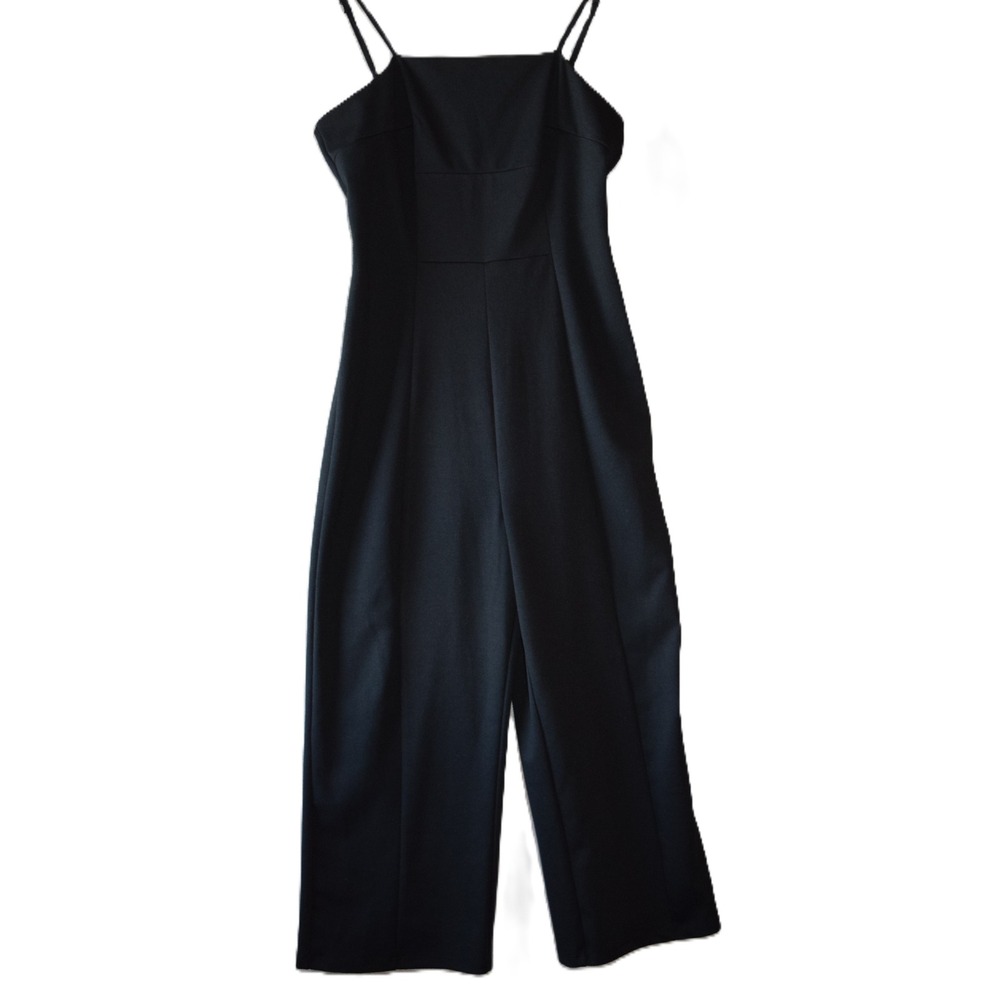 Wild Fable Jumpsuit Womens S Black NEW Wide Leg Cropped Spaghetti Strap Square